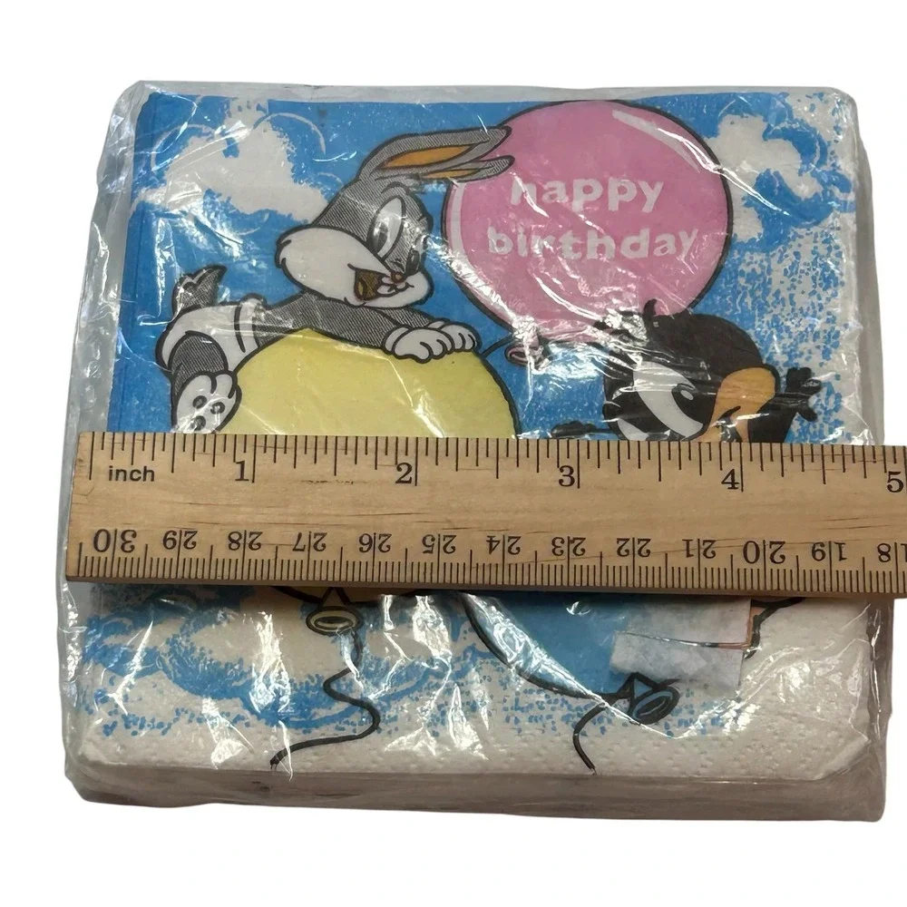 Vintage 1990s Looney Tunes Baby Birthday Napkins - NOS Set of 16-Bugs Bunny Duck